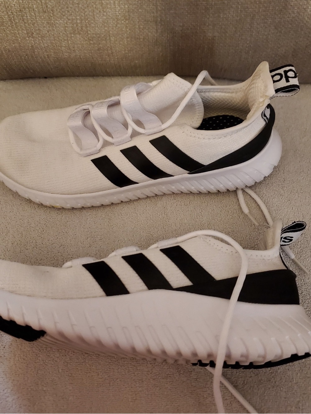 adidas Kids White and Black Slip-On Athletic Sneakers